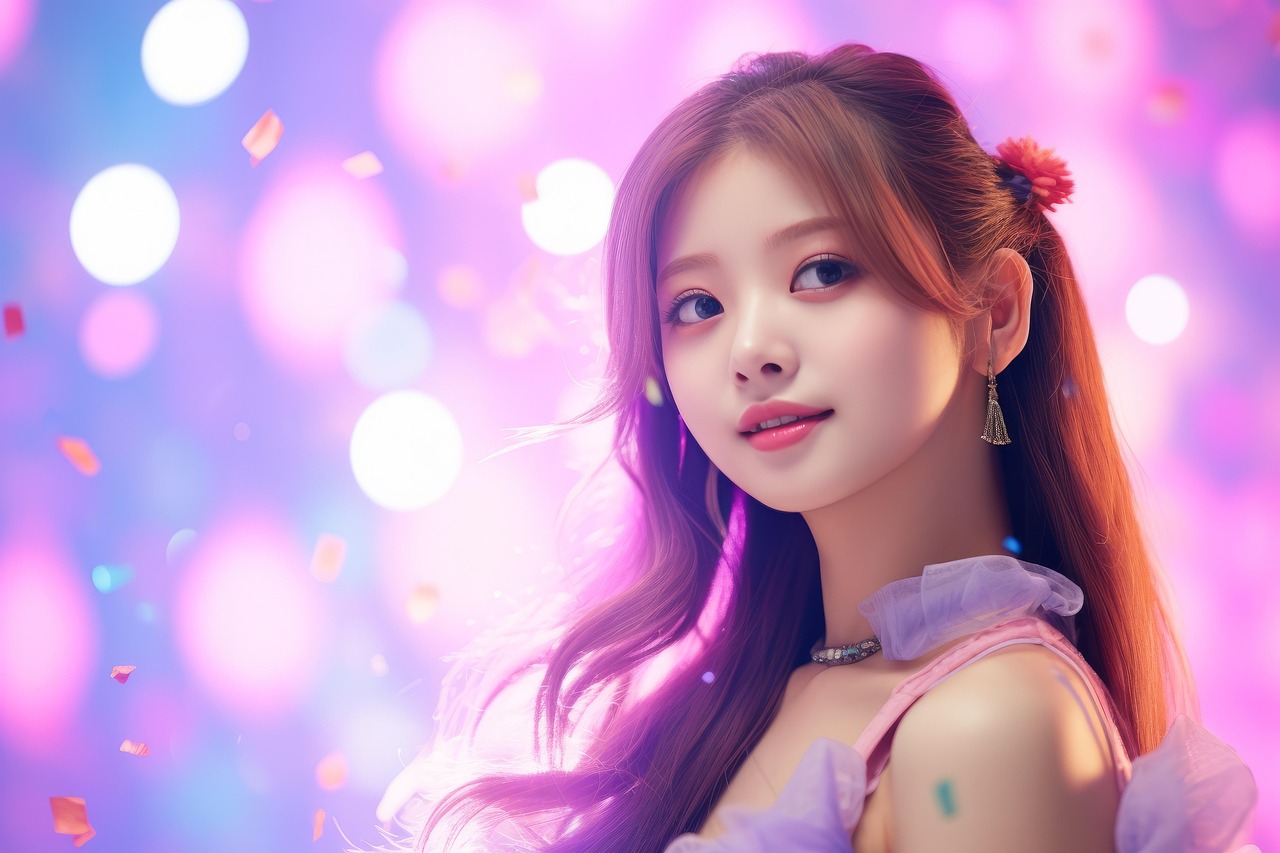 ai generated woman beauty fashion fun girl punk model party festival cute pretty south korea korean asian trendy k pop colorful culture retro