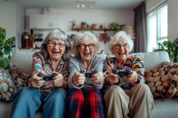 elderly, fun, smile, laughter, happiness, retirement, game, white hair, people, women, friendship, tv, ai generated, retirement, retirement, retirement, retirement, retirement